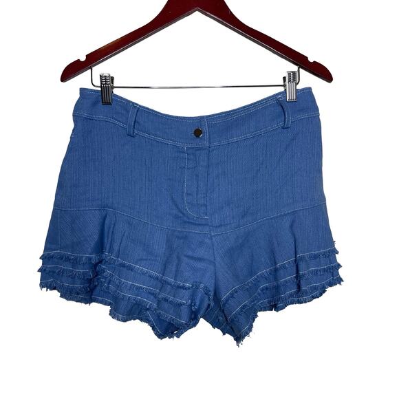 ALEXIS Jaymes Linen no stretch Tiered Shorts In Blue Sz L - Picture 1 of 6